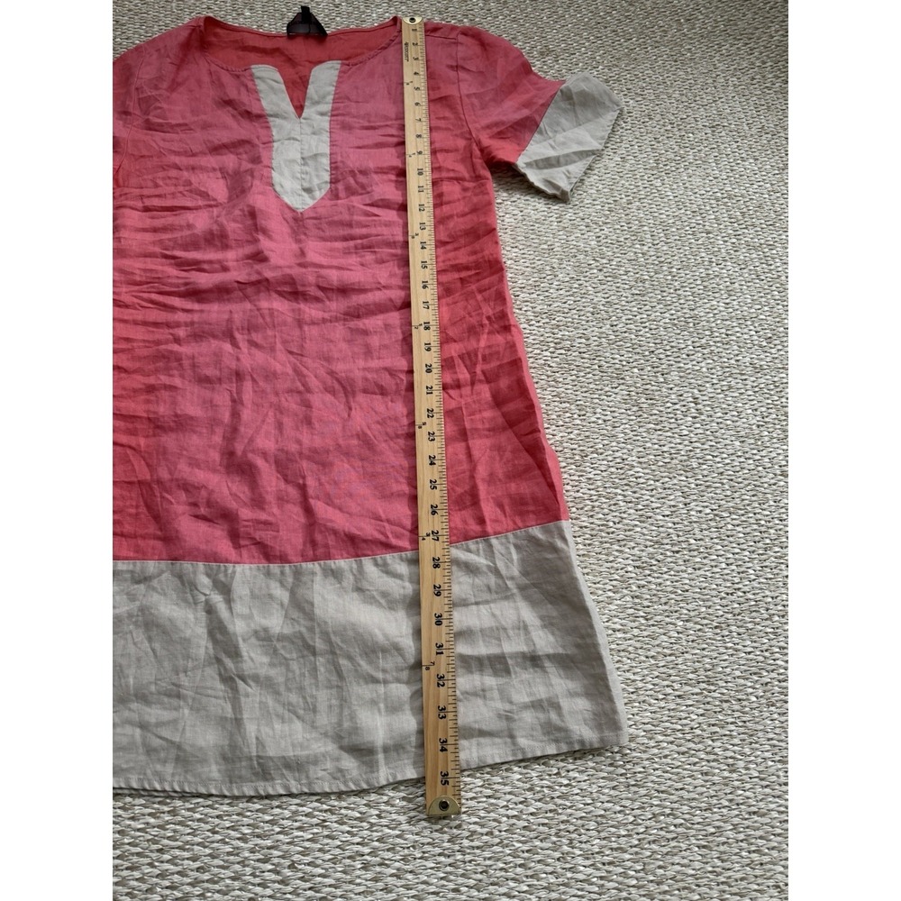 Linen Carrie Pink Shift Dress: Minimalist Preppy Old Money XS French Curve - Picture 9 of 10